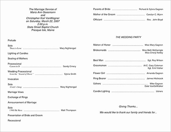 Free Printable Church Bulletin Templates Inspirational Wedding Ceremony Program Template 36 Word Pdf Psd