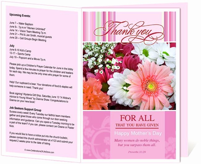 Free Printable Church Bulletin Templates Lovely Church Bulletin Templates Mother S Day Church Bulletin