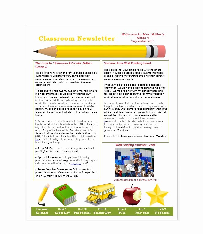 Free Printable Classroom Newsletter Templates New 50 Free Newsletter Templates for Work School and