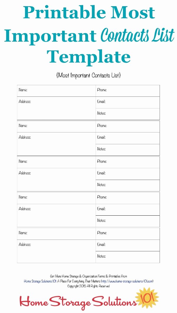 Free Printable Contest Entry form Template Best Of Free Printable Important Contact List Template