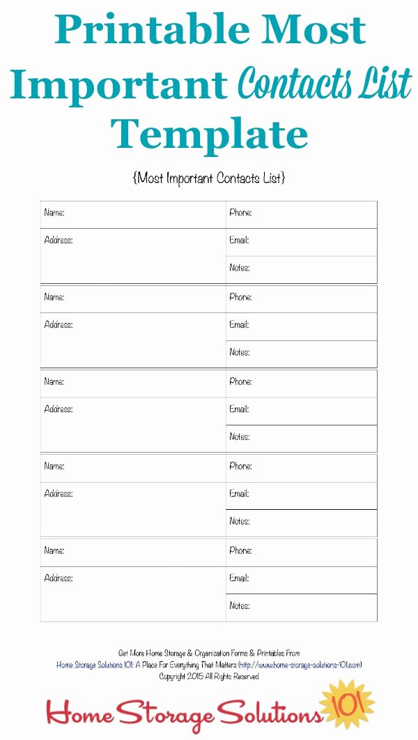 Free Printable Contest Entry form Template Best Of Free Printable Important Contact List Template