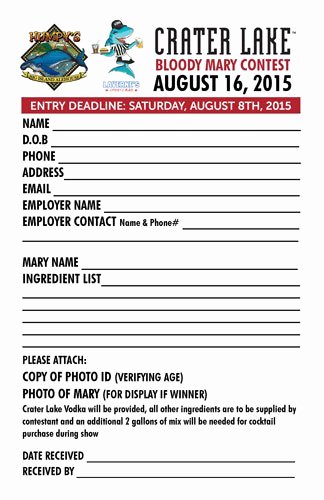 Free Printable Contest Entry form Template Inspirational Contest form