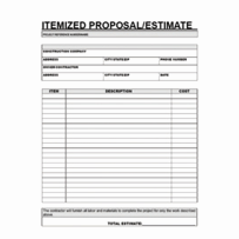 Free Printable Contractor Proposal forms Best Of Free Printable Contractor Proposal forms