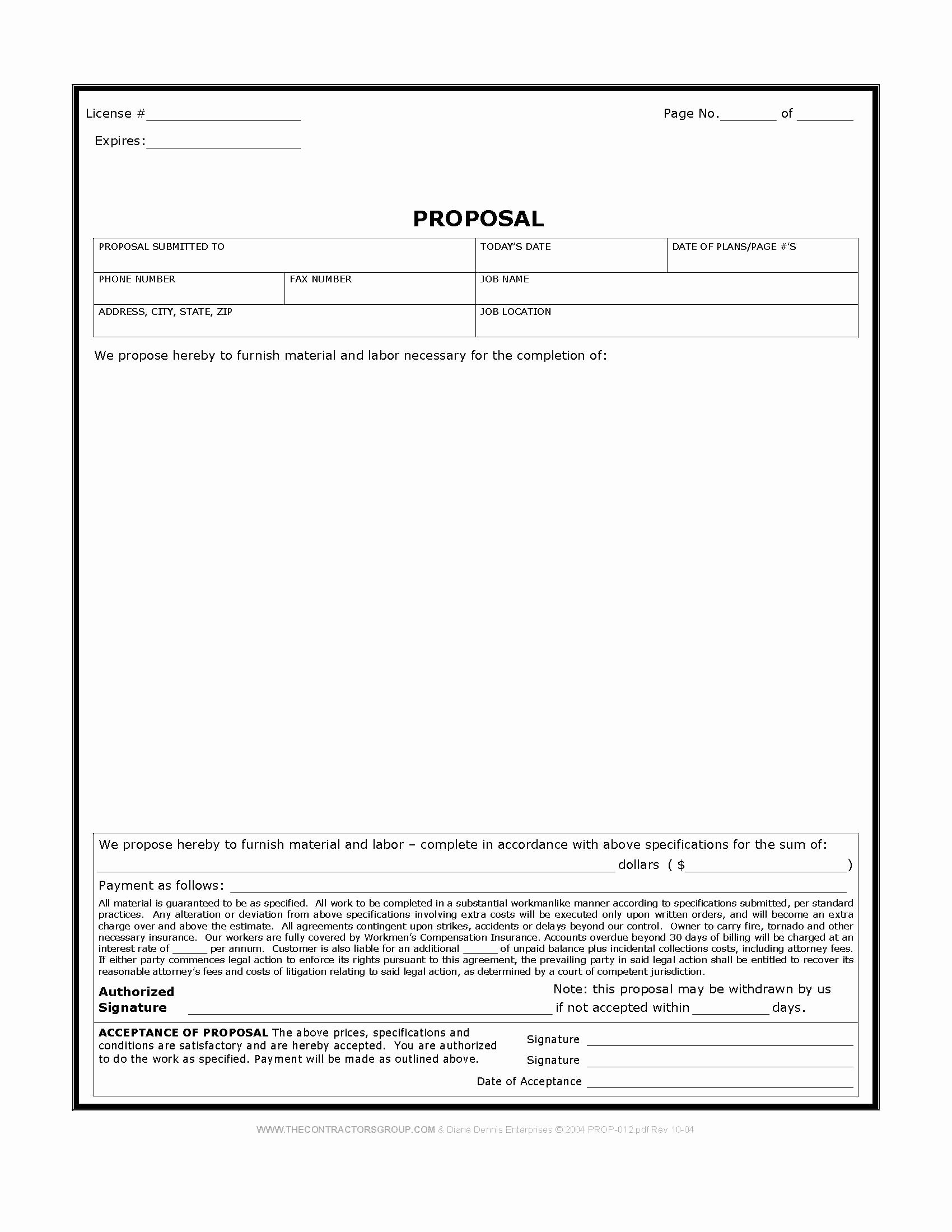 Free Printable Contractor Proposal forms Elegant Construction Proposal Template Beepmunk