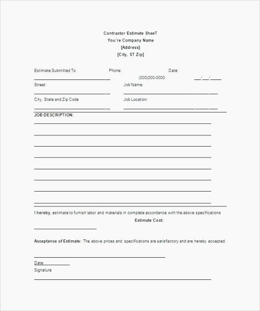 Free Printable Contractor Proposal forms Fresh 40 Gargantuan Free Printable Contractor Bid forms