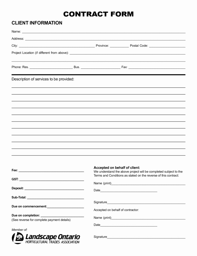 Free Printable Contractor Proposal forms Fresh Nice Sample Of Printable Blank Contract Template with