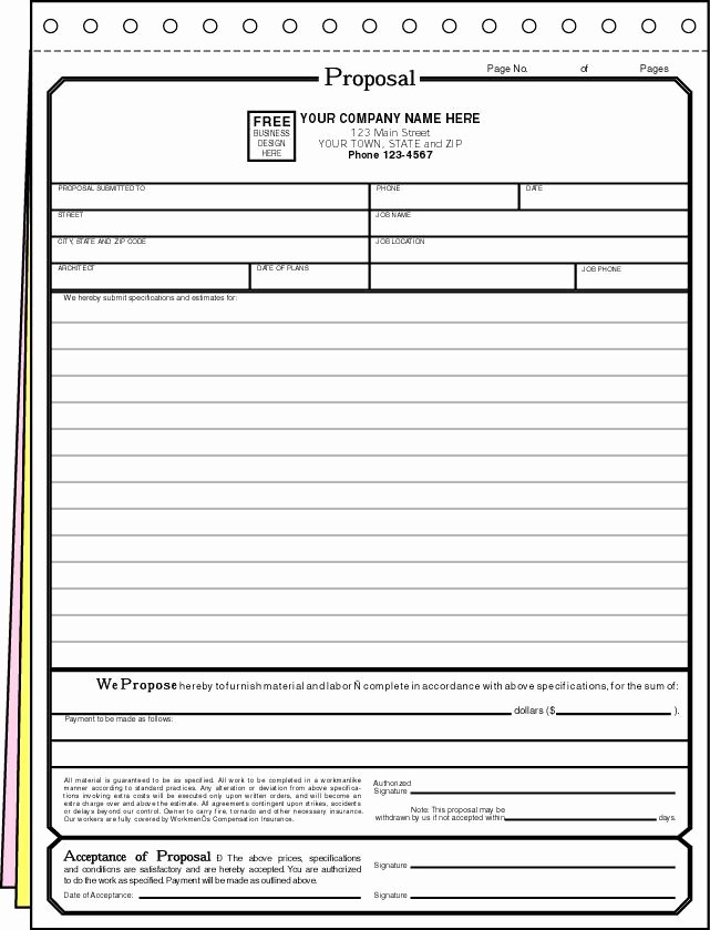 Free Printable Contractor Proposal forms Fresh Printable Business Proposal Template
