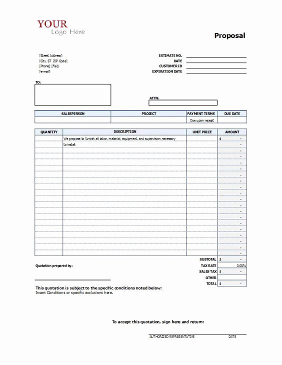 Free Printable Contractor Proposal forms Lovely Proposal form Template Construction Proposal Template