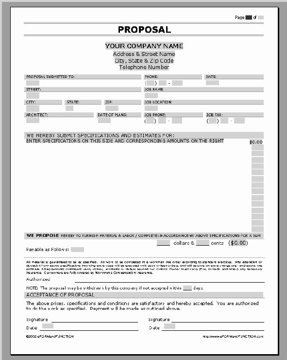 Free Printable Contractor Proposal forms New Business Proposal Templates Examples