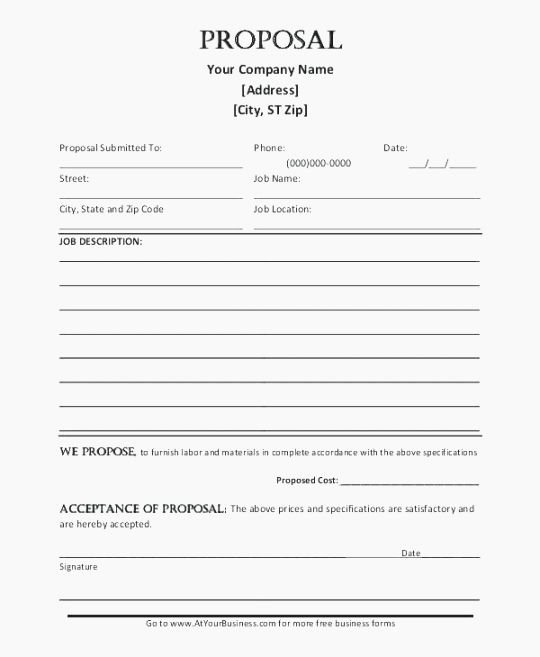 Free Printable Contractor Proposal forms Unique 40 Gargantuan Free Printable Contractor Bid forms