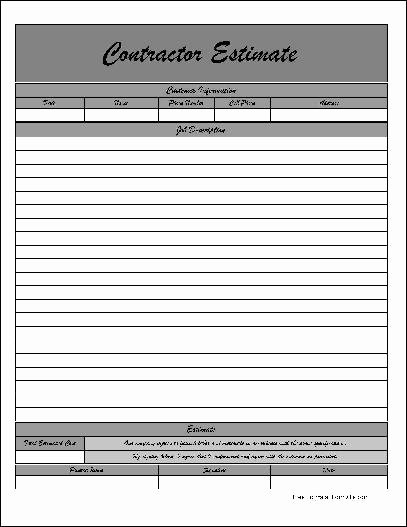 Free Printable Contractor Proposal forms Unique Free Printable Roofing Estimate forms