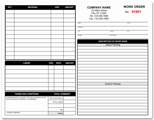 Free Printable Contractor Proposal forms Unique Painting Contractor Work order form