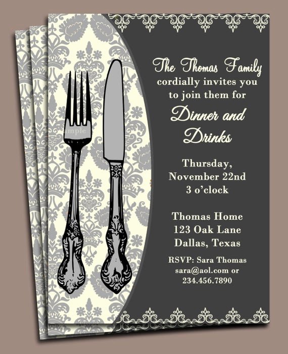 Free Printable Dinner Invitations Beautiful Dinner Invitation Printable or Printed with Free Shipping