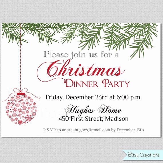 Free Printable Dinner Invitations Beautiful Items Similar to Christmas Dinner Printable Invitation