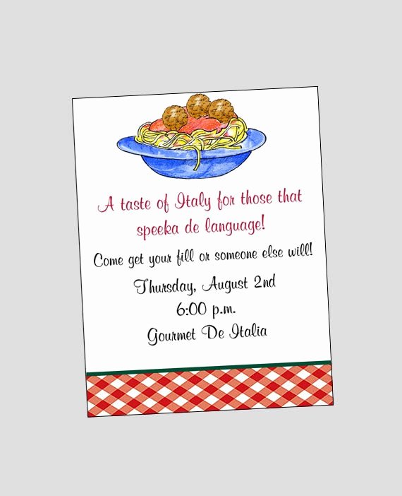 Free Printable Dinner Invitations Fresh Spaghetti Pasta Invitation Printable Italian Dinner