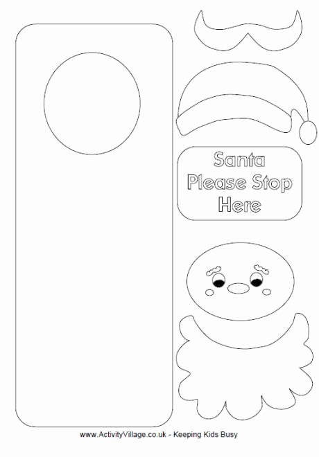 Free Printable Door Hanger Template Elegant Santa Door Hanger to Colour Cut and assemble