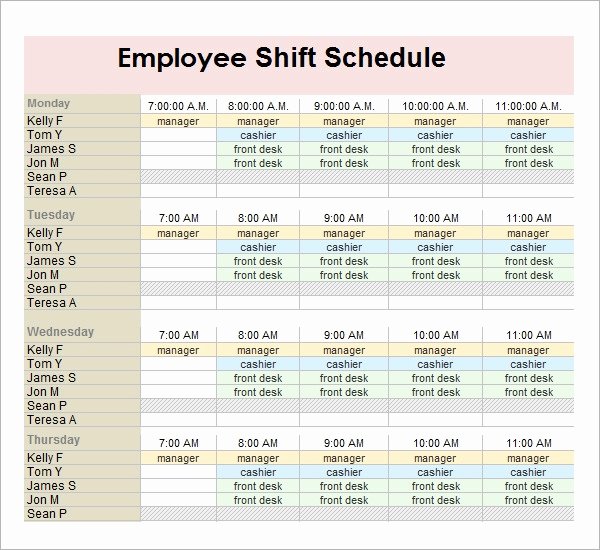 Free Printable Employee Schedule Fresh Employee Schedule Template 5 Download Free Documents In