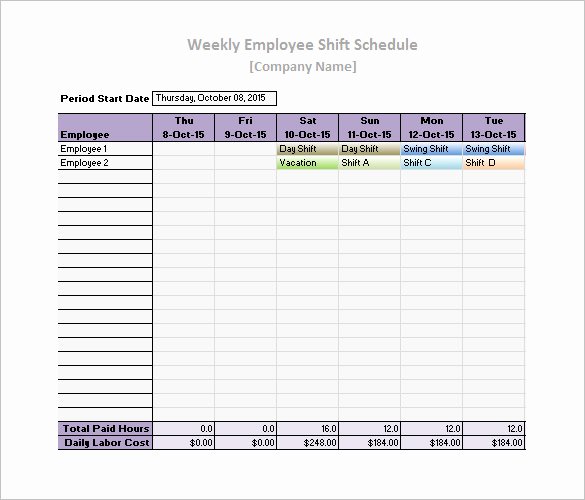 Free Printable Employee Schedule Inspirational Work Schedule Templates – 9 Free Word Excel Pdf format