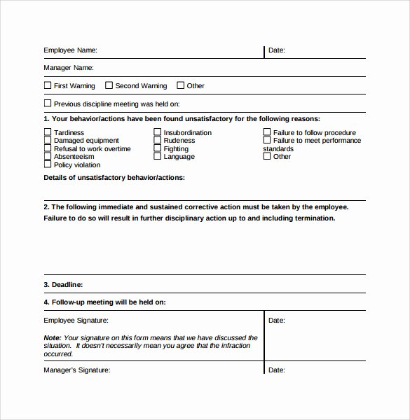 Free Printable Employee Write Up form Awesome Sample Employee Write Up form 7 Documents In Pdf