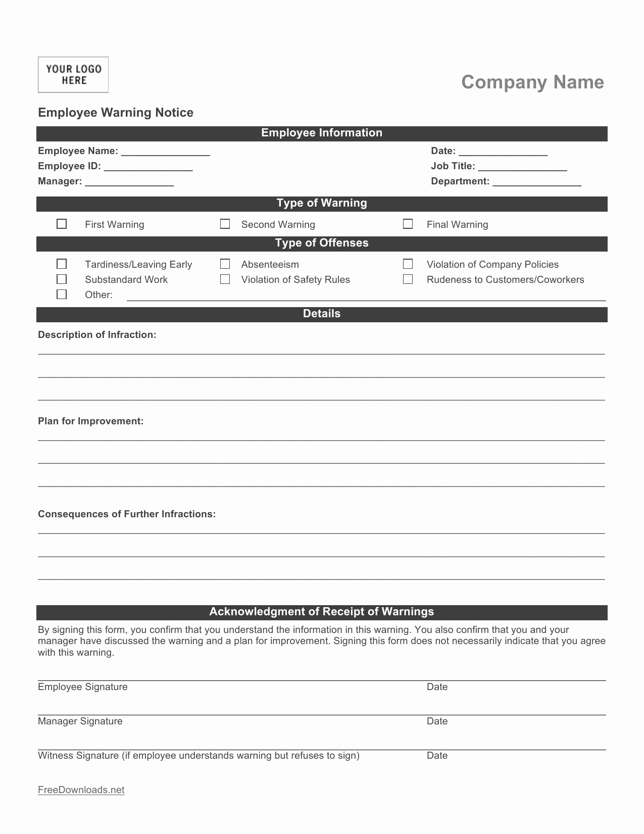 Free Printable Employee Write Up form Beautiful Download Employee Write Up form Pdf Rtf