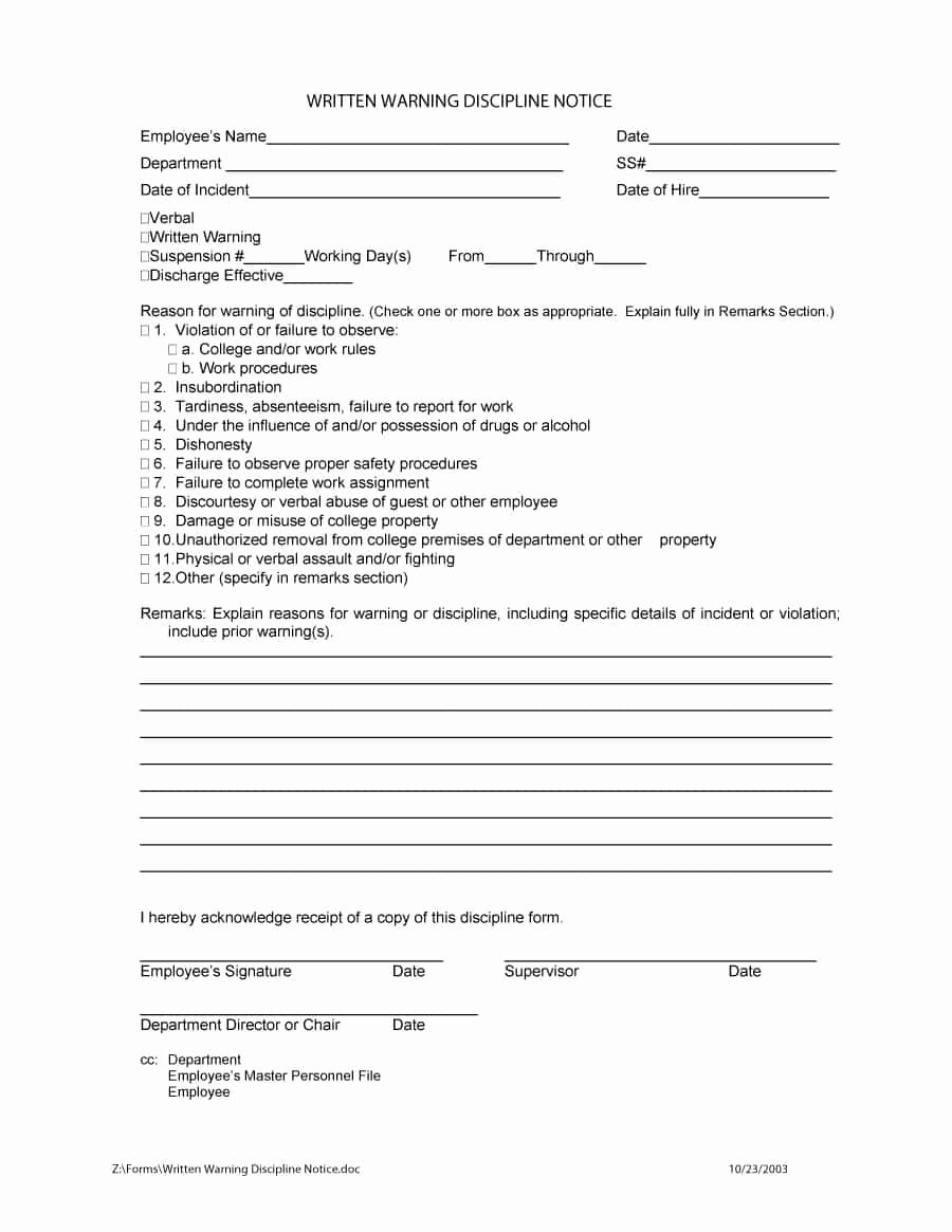 Free Printable Employee Write Up form Best Of 46 Effective Employee Write Up forms [ Disciplinary