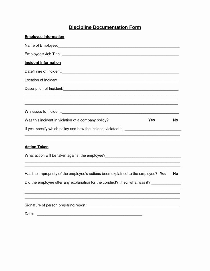 Free Printable Employee Write Up form Elegant Employee Discipline form Employee forms