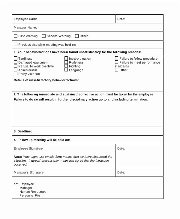 Free Printable Employee Write Up form Luxury Employee Write Up form Free Printable