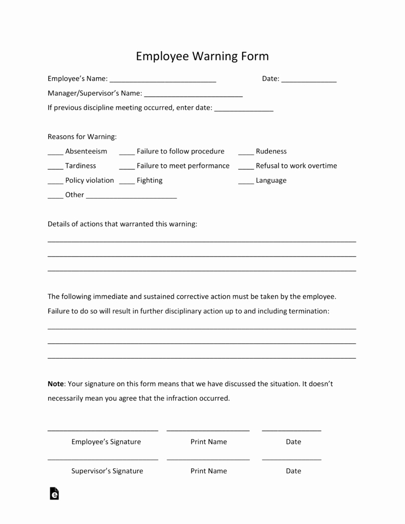 Free Printable Employee Write Up form New Free Employee Warning Notice Template Pdf