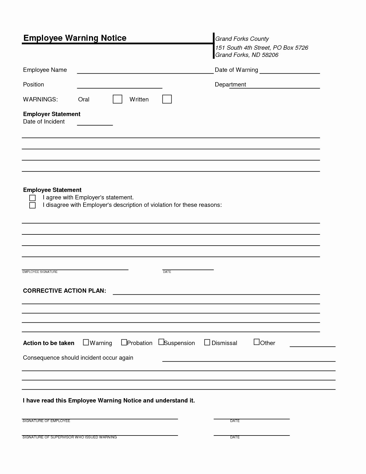 Free Printable Employee Write Up form New Free Printable Employee Warning Notice