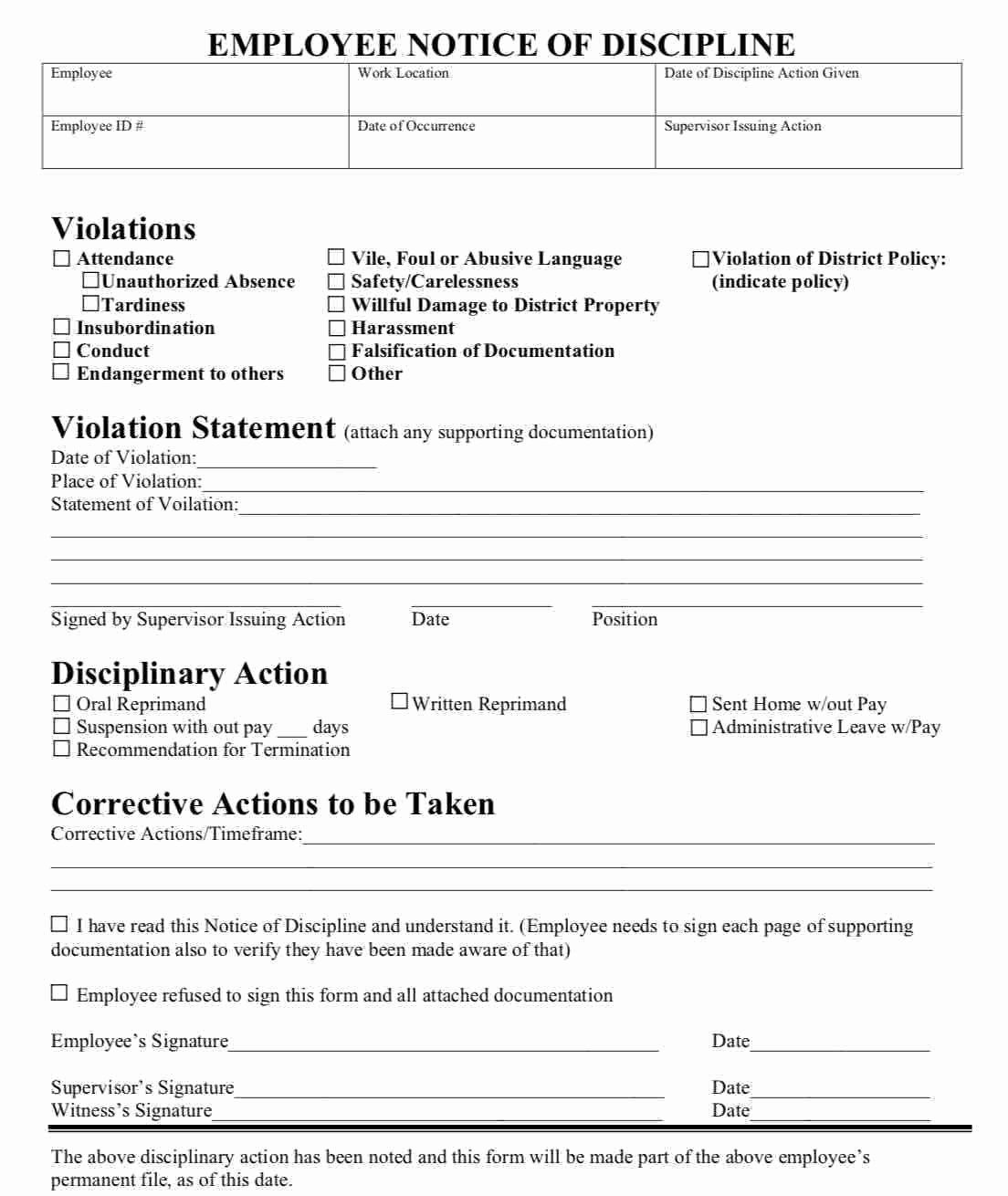 Free Printable Employee Write Up form Unique 20 Employee Write Up form Free Download [pdf Word]