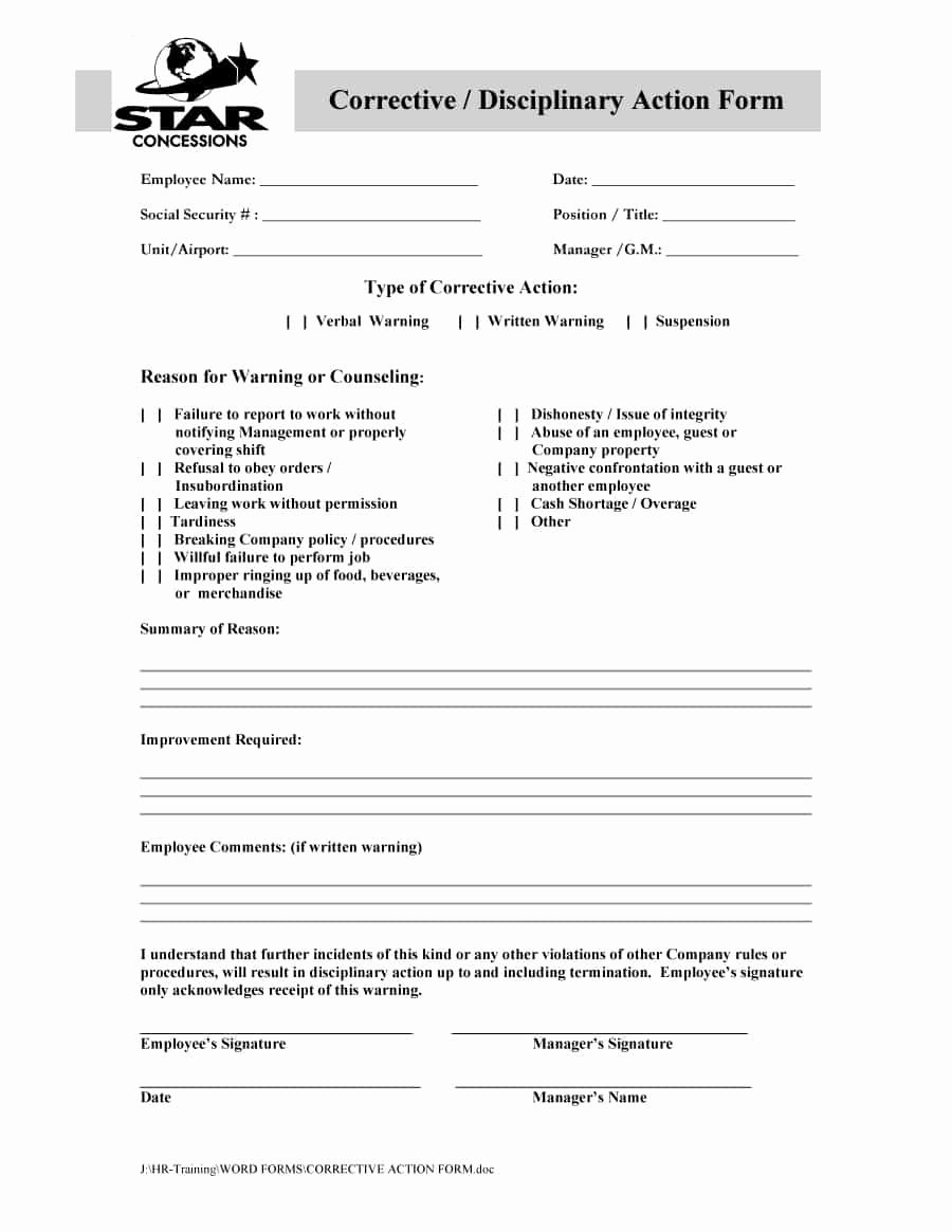 Free Printable Employee Write Up form Unique 46 Effective Employee Write Up forms [ Disciplinary