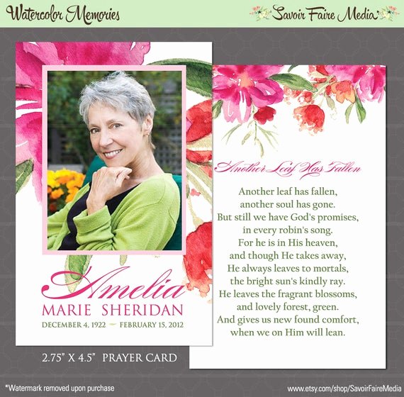 Free Printable Funeral Prayer Card Template Best Of Funeral Memorial Prayer Card and Bookmark Printable