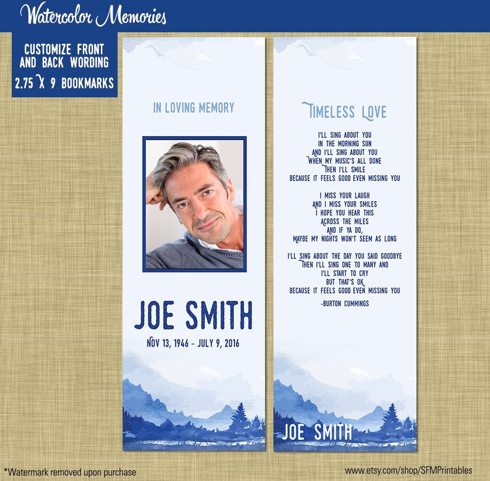 Free Printable Funeral Prayer Card Template Fresh Male Funeral Memorial Prayer Card or Bookmark by