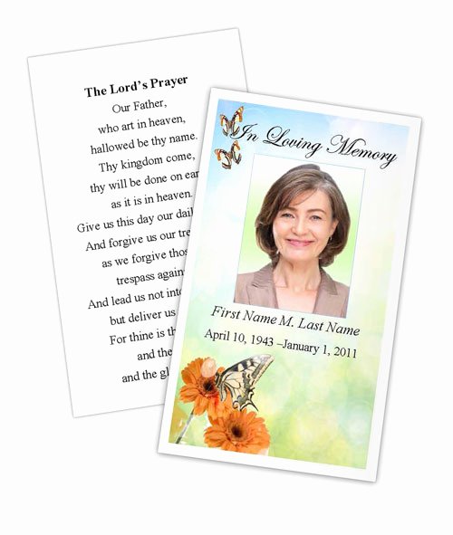 Free Printable Funeral Prayer Card Template New Beautiful butterfly Memorial Prayer Card Template