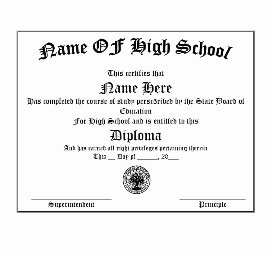 Free Printable Ged Certificate Lovely 30 Real &amp; Fake Diploma Templates High School College