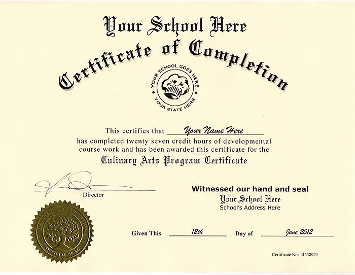 Free Printable Ged Certificate Lovely Culinary Certificate Fake Culinary Certificate [culinary