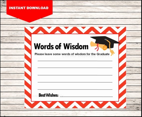 Free Printable Graduation Name Cards Inspirational Graduation Words Of Wisdom Cards Diy Printable Advice for