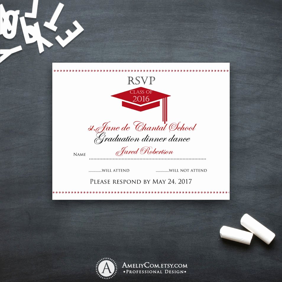 Free Printable Graduation Name Cards New Graduation Rsvp Card Printable Template Red High School