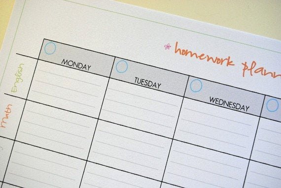 Free Printable Homework Planner Awesome Items Similar to Homework Planner Full Sized Pdf