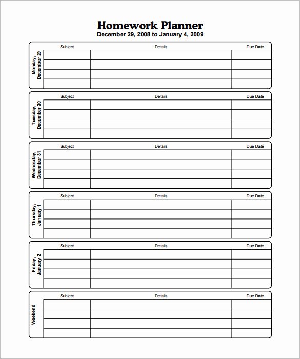 Free Printable Homework Planner Lovely Homework Timetable Printable