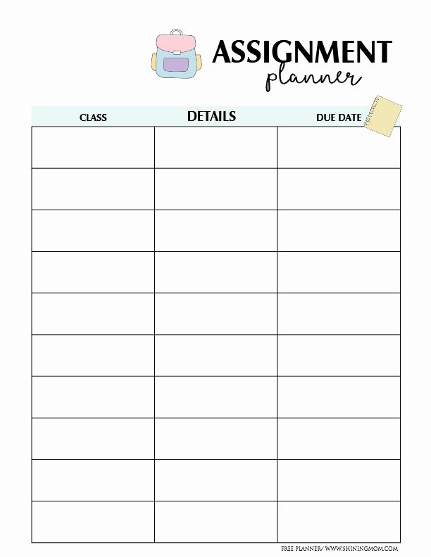 Free Printable Homework Planner New 25 Best Ideas About assignment Planner On Pinterest