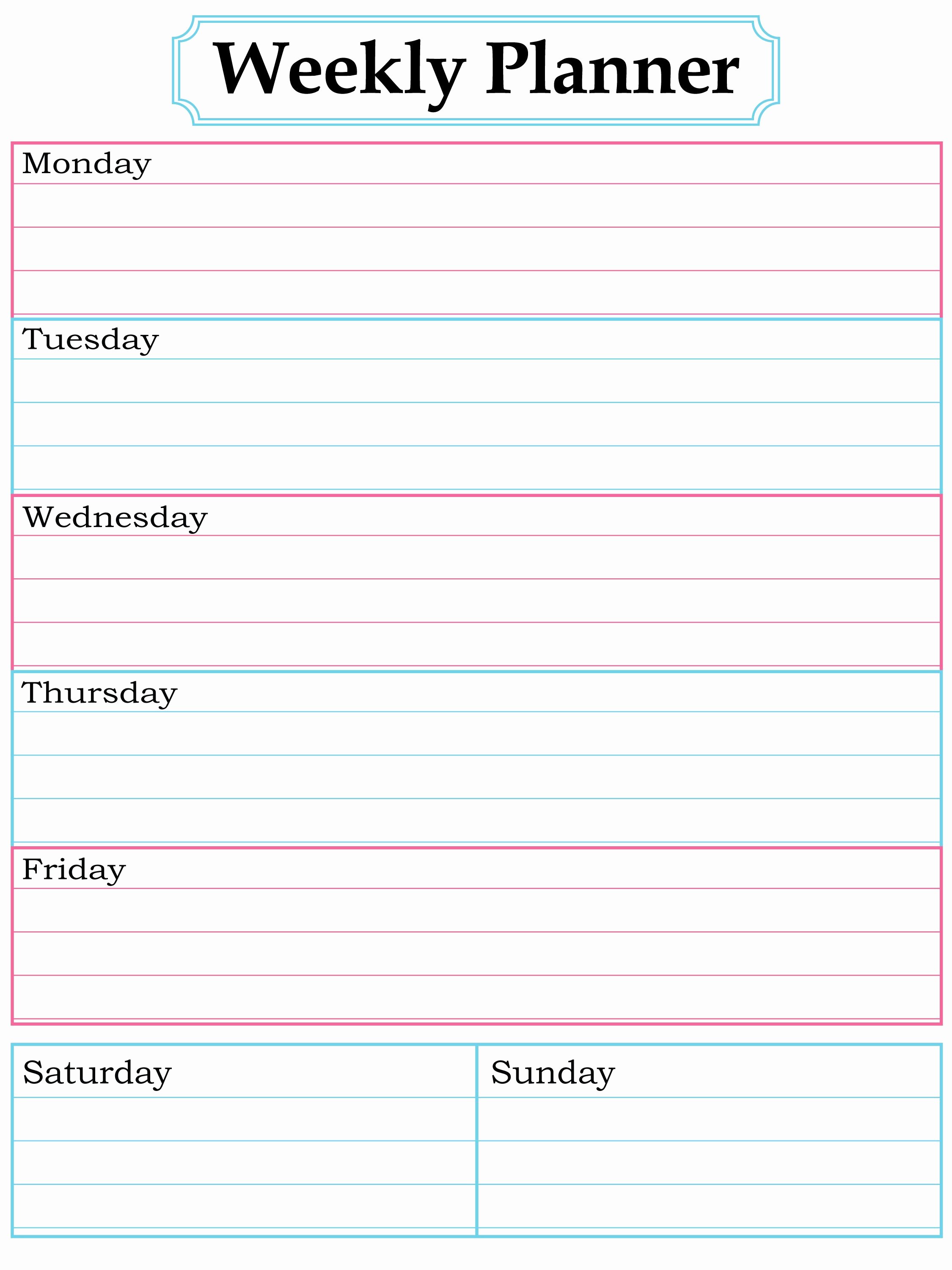 Free Printable Homework Planner New Weekly Planner Printable Nice Simple Clean Lines