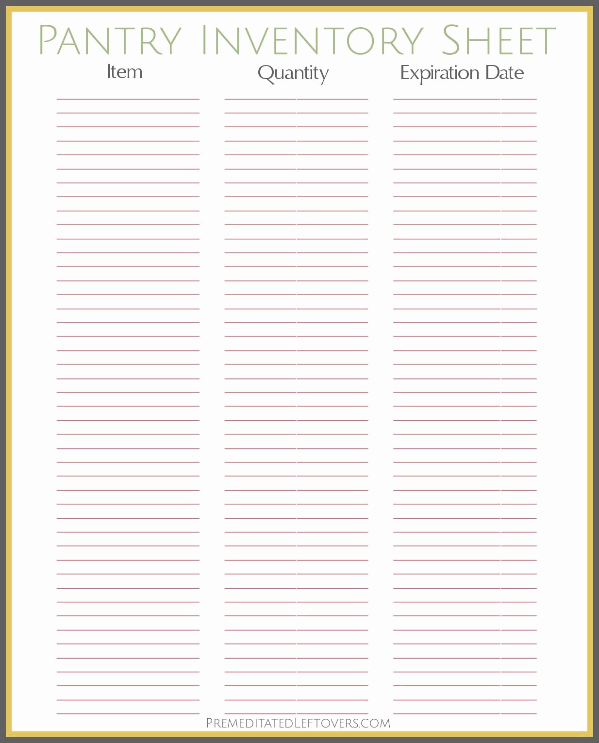 Free Printable Inventory Sheets Beautiful Free Printable Pantry Inventory Sheet …