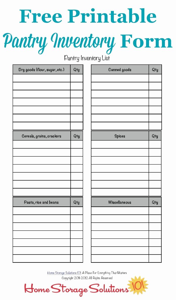 Free Printable Inventory Sheets Beautiful Free Printable Pantry List Keep An Inventory and Stay
