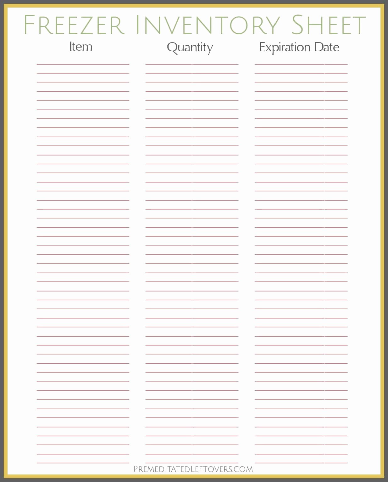 Free Printable Inventory Sheets Fresh Free Printables From Premeditated Leftovers