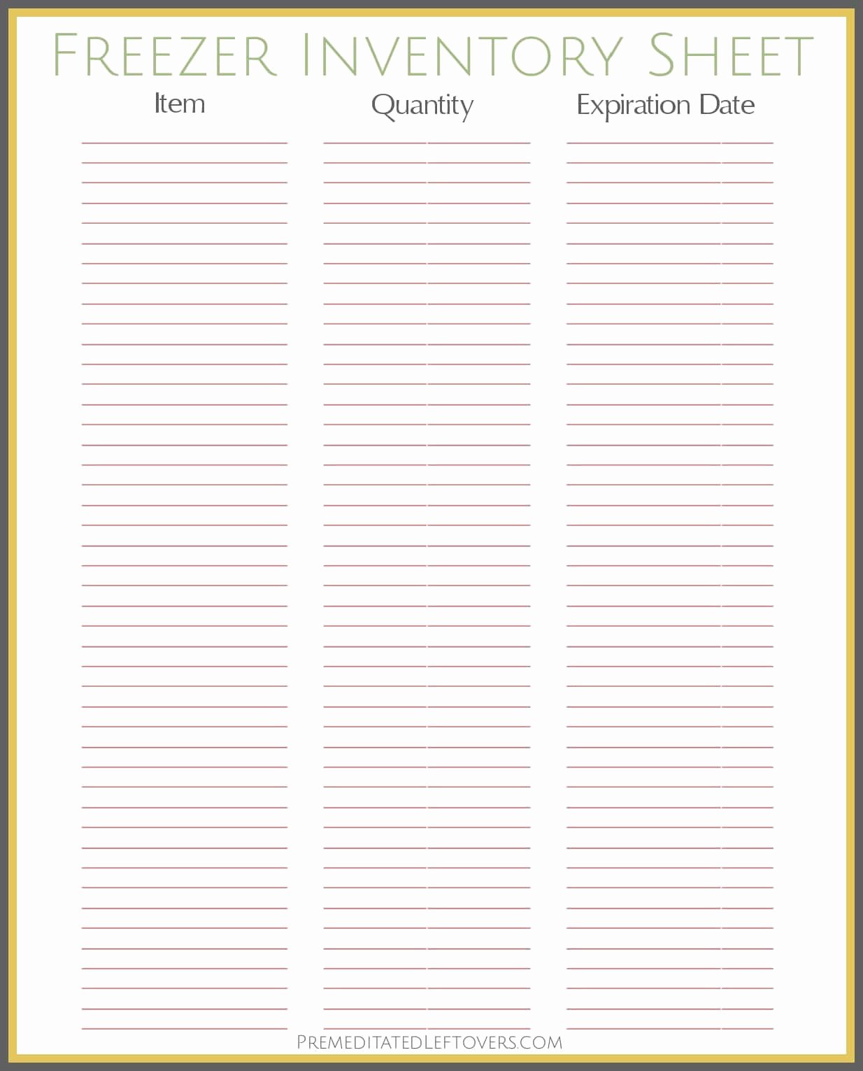 Free Printable Inventory Sheets Fresh Free Printables From Premeditated Leftovers