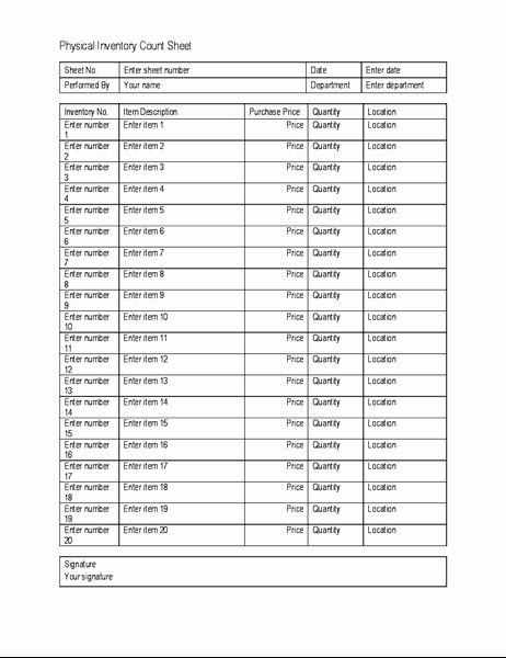 Free Printable Inventory Sheets Pdf Beautiful Physical Inventory Count Sheet