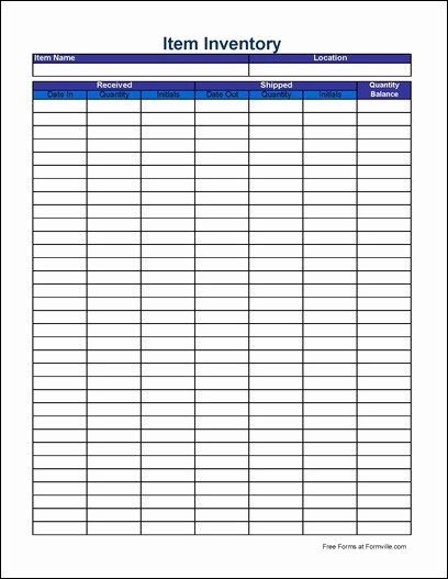 Free Printable Inventory Sheets Pdf Fresh Free Simple Item Inventory Sheet Tall From formville