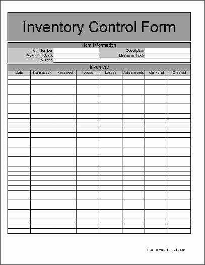Free Printable Inventory Sheets Pdf New Free Basic Inventory Control form From formville