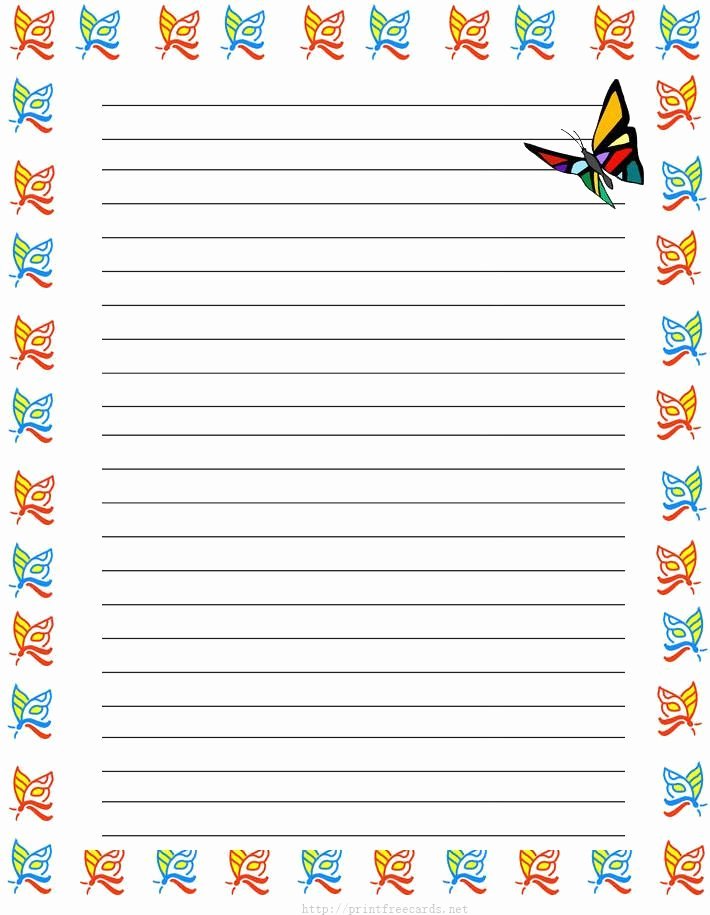 Free Printable Lined Stationary Beautiful Girl butterflies Free Printable Kids Stationery Free